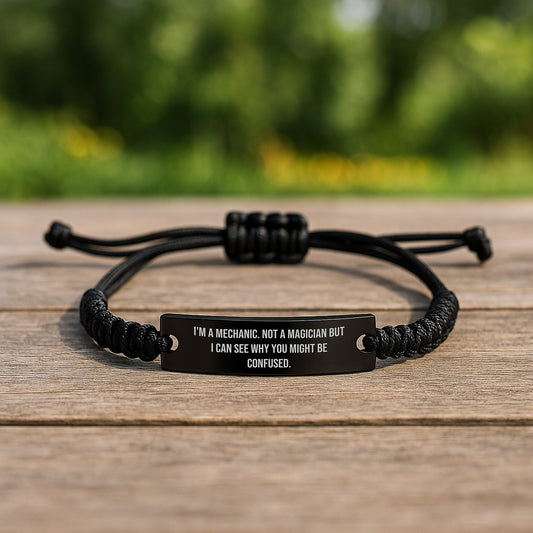 'Mechanic Magic' Graduation Unique Gifts from Friends to Mechanic, I'm A Mechanic. Not A Magician But I Can See Why You Might Be Confused. Adjustable Rope Bracelet for Men - Image 2