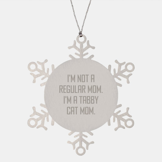 Tabby Cat Mom Snowflake Ornament, Funny Gift for Friends and Family, Unique Christmas Unique Gifts from Mom to Tabby Cat Lover - Image 1