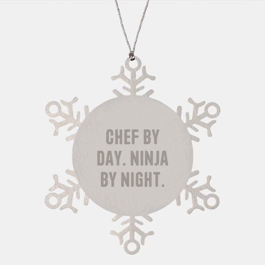 Chef By Day, Ninja By Night - Snowflake Ornament Gifts from Family to Men, Unique Christmas Memorable Present for Chefs - Image 1