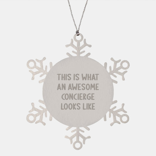Unique Concierge Gifts from Friends, Funny Snowflake Ornaments for Christmas, Inspirational Quotes from Awesome Concierge, Gifts for Concierge - Image 1