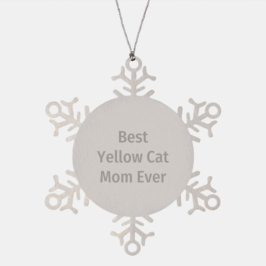Yellow Cat Mom Ever Snowflake Ornament, Gifts from Friends to Family, Unique Christmas Unique Gift - Image 1