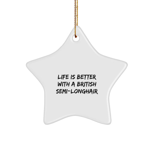 British Semi-Longhair Cat Star Ornament Gifts for Friends, Life Is Better With A British Semi-Longhair, Christmas Unique Gifts from Men to Family - Image 1