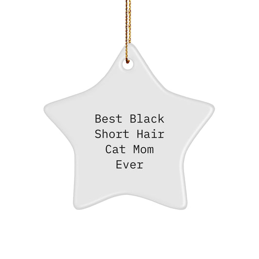 Black Short Hair Cat Mom Ever Star Ornament Gifts from Family, Gifts for Black Short Hair Cat Lovers, Christmas Unique Present - Image 1