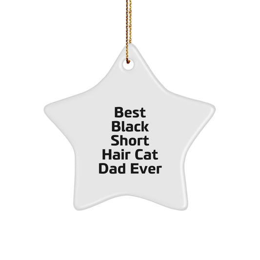 Black Short Hair Cat Dad Ever Star Ornament Gifts from Family for Christmas - Image 1