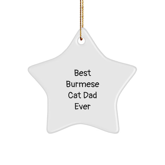 Burmese Cat Dad Ever's Star Ornament Gift for Him, Fun Christmas Memorable Present for Best Cat Lover Gifts - Image 1