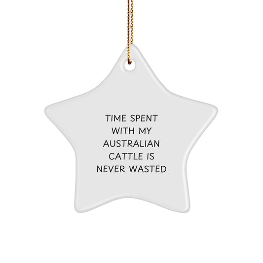 Australian Cattle Dog Star Ornament Gifts from Friends for Men, Funny Quote 'Time Spent With My Australian Cattle Is Never Wasted', Christmas Unique Gifts - Image 1
