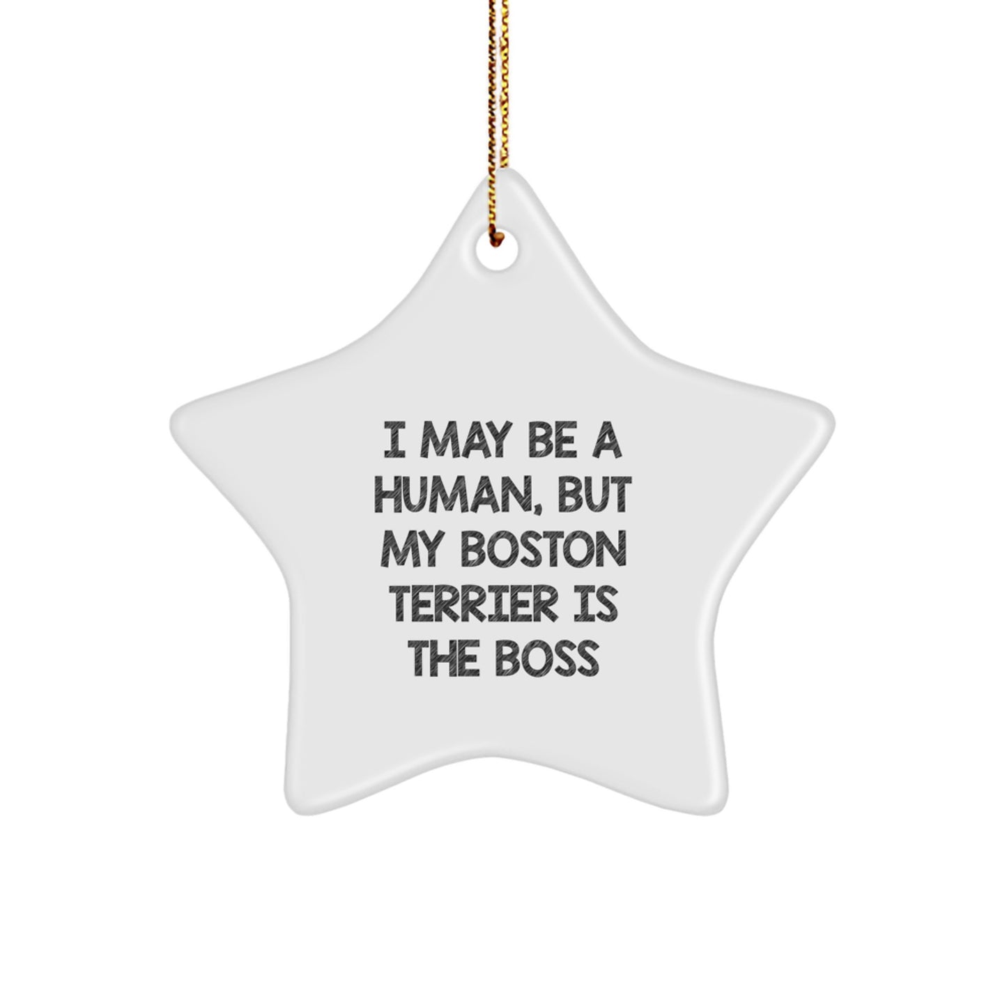Boston Terrier Dog Lover's Christmas Unique Gift, 'I May Be A Human, But My Boston Terrier Is The Boss' Star Ornament, Gifts from Friends, Boston Terrier Dog Gifts, Unique Christmas Unique Gifts - Image 1