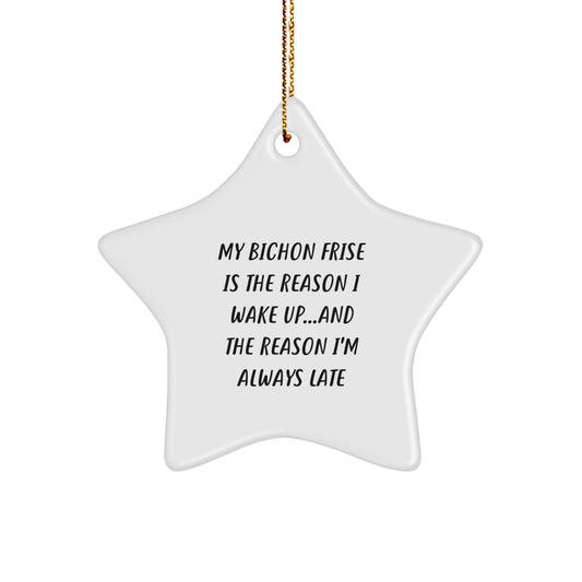 Bichon Frise Dog Gifts, Funny Quote Ornament, Star-Shaped, White, for Bichon Frise Dog Lovers, Gifts from Friends, Gifts for Bichon Frise Dog Owners, Christmas Unique Gifts - Image 1