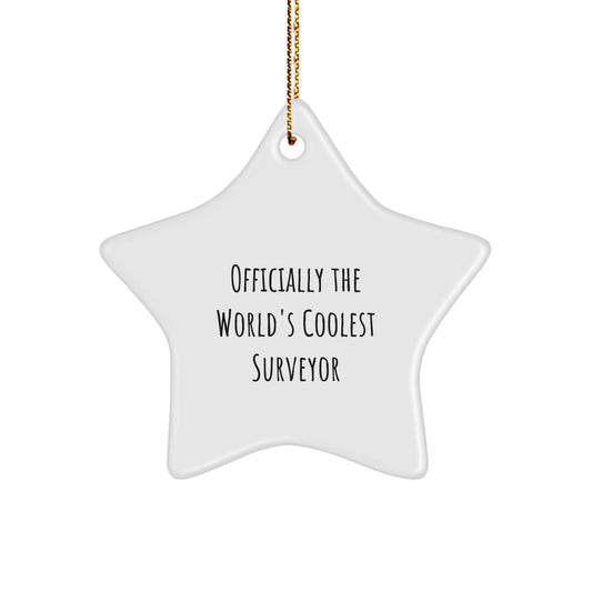 Surveyor Gifts for Men, Officially The World's Coolest Surveyor Star Ornament, Funny Christmas Unique Gifts from Friends for Surveyors - Image 1