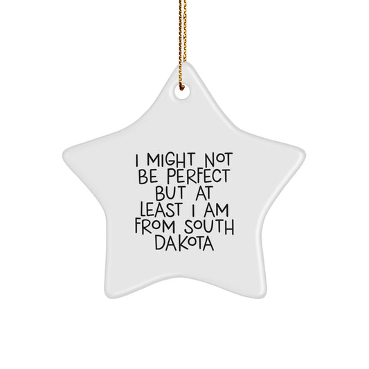 South Dakota Gifts from Friends and Family, 'I Might Not Be Perfect' Christmas Star Ornament, Unique Gifts for Men, Women, Coworkers, Family - Image 1
