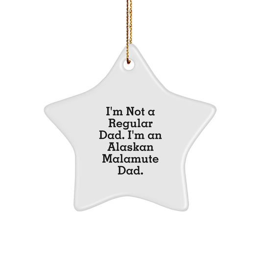 Alaskan Malamute Dog Star Ornament, Funny Christmas Unique Gifts from Dad for Malamute Lovers, White Star Shaped Decorative Hanging, Gifts from Men to Women - Image 1