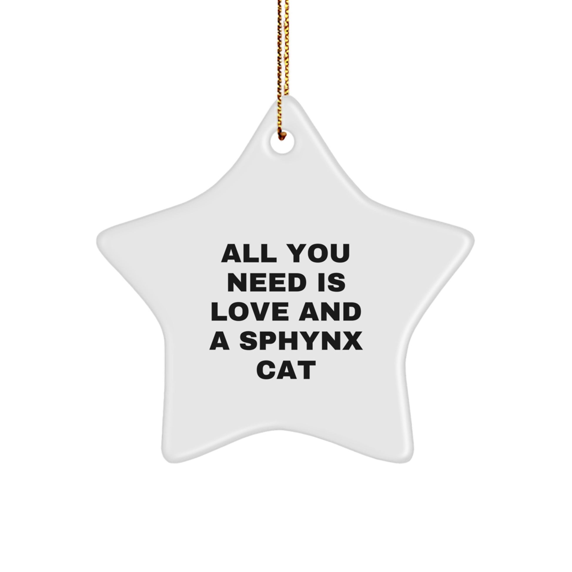 Sphynx Cat Lovers Gifts from Friends for Christmas - 'All You Need Is Love And A Sphynx Cat' Star Ornament - Image 1